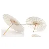 Umbrellas 100Pcs White Bamboo Paper Umbrella Parasol Dancing Wedding Bridal Party Decor Parasols Drop Delivery Home Garden Homefavor Dhh4Z