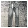 Lila Designer-Jeans-Hosen, Stickerei, Steppung, zerrissen, für Trendmarke, Vintage-Hose, Herren-Falte, schlanke, dünne, modische Jeans, Top-Qualität