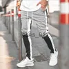 Męskie spodnie męskie motocross trackpants Slim Fit Elastyczne talia podwójne dno w paski retro mody mody spodnie męskie spodnie nowe x1017