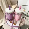 Bandoulière nouvelle marque mignon dessin animé lait thé sacs à bandoulière qualité Pu seau femme épaule luxe Designerstylisheendibags