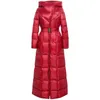 Trenchs de femmes manteaux d'hiver vin rouge manteau rembourré de coton pour femmes bureau dames élégante longue mince capuche ceinture rembourrée veste grande taille