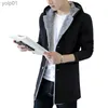 Men's Wool Blends Men 's Fashion Warm Hoodie Jacket 2023 Winter MenTrench Coat Plus Velvet Thickening Slim Fit Wool Overcoat Trench CoatL231017