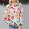 Women's Hoodies 2023 Women Hooded Less Pullover Sweatshirt Sports Casual Loose Top Flower Printing Autumn Winter Female Streetwear