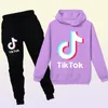 Tuta per bambini Ragazzi Abbigliamento casual 2 pezzi Set Pantaloni Costume Stampa Tik Tok Tuta sportiva per ragazza Felpa a maniche lunghe con cappuccio5121291