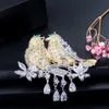 Elegant Cubic Zirconia Gold and Silver Color Lucky Cute Bird Wire Brooches Pin for Women Jewelry Accessory BH007 210714266J
