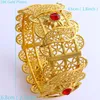 70mm African Copper Wide Bangle Big Bracelet Real Fine Gold GF HIP Women Ethiopia Red CZ Dubai Brand Jewelry Accessories341i