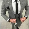 Casual Plaid Elegant Wedding Suit for Men 3pieces Jacket Pant Vest Tie Fashion Suits Tuxedo Terno Masculino Blazer288z