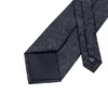 Corbatas de cuello Hi-Tie Business Corbata de cachemira negra para hombres Caja de clip de corbata de seda para hombres Regalo para hombres Corbata de lujo Conjunto de gemelos y pañuelo Vestido formal 231013