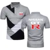 Polo-shirts Men décontracté tshirts style manche courte tas nissan gtr voitures revers topshirts golftennis homme contraste couleur polo