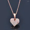 Pendant Necklaces SINLEERY Romantic Heart To Pendants And Rose Gold Color Crystal Necklace For Women Wedding Accessories XL337