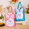 Easter Storage Bags Rabbit Pattern Gifts Handbags Embroidery Bunny Candy Bags with Handles Kids Spring Event Shopping Totes Q652