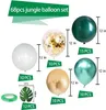 Autres fournitures de fête d'événement 68 pack Jungle Safari Baby Shower Ballons 12 pouces Vert Blanc Or Ballons Confettis Feuilles de Palmier pour Enfants Garçons Anniversaire Décor 231017