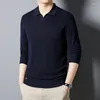 Pulls pour hommes T-shirt en laine haut de gamme Revers Jeune mode d'âge moyen Casual Automne Hiver Pull à manches longues Bottoming Pull Chemise