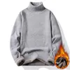 Мужские свитера, осенне-зимний свитер с высоким воротником, базовый вязаный термомягкий топ, мужской джемпер, повседневный пуловер из смеси флиса, футболка 231017