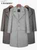 Misturas de lã masculina casaco de lã de espinha de peixe ultra longo único breasted moda casual café destacável para baixo jaqueta interna l231017