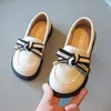 Sneakers Children Loafers Bowtie matchar alla Back Beige Girl S Leather Shoes School Elegant Slip On Light Autumn Kids Flat 26 36 231017