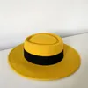 Berets Korean Fashion Autumn Zima runda pierścień Top Wełniane czapki dla kobiet płaskie żółte fedora kapelusz sombrero mujer fascynator Casual