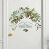 Muurstickers Groene Plant Dennenappels Tak Kerst Decoratie Jaar Decor Glazen Raam Deur Sticker Home Poster Vinyl 231017