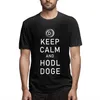Camisetas masculinas Dogecoin Mantenha a calma e Hodl Doge Crypto Engraçado Camiseta gráfica de manga curta Tops284p