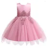 Robes de fille princesse enfants robe de fête bébé broderie mariage formel pour tutu vêtements enfants v design sans dos 6m 2 4 6t