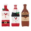 Stickad Santa Claus Snowman Deer Wine Set Cartoon Xmas Wine Bottle Cover Merry Christmas Dinner Table Decor Xmas Ornament 2024