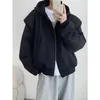 Hoodies masculinos EBAIHUI moletom vintage versão coreana solta manga comprida moletom masculino primavera outono cor sólida dupla cabeça zíper casaco