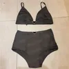 Metal Badge Swimsuit Designer Bikini High Waist Briefs Bra Underwear Sets for Women Fashion Sexy Split Swimwear