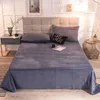 Bedspread Nordic Style Crystal Velvet Bedspread Solid Color Thickened Winter Warm Bed Sheet Coverlet Bed Cover Not Include Pillowcase 231013