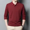 Men's Polos Men Plain Color Polo Shirt Green Blue Navy Khaki Orange Red Tops Turn Down Collar Long Sleeve Pullover Daily OOTD Style Clothes