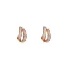 Stud Earrings Korean Earring Claw Ear Hook For Women White Enamel Gold Color Fashion Jewelry Christmas Gift