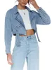 Giacche da donna Primavera Autunno Donna Giacca di jeans corta allentata vintage con cintura Cappotto da donna da motociclista con cerniera streetwear da donna