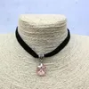 Fashion Women Velvet Choker Heart Crystal Pendant Necklaces For Jewelry Female Black Ribbon Necklace Party Gift Collar Chokers265e