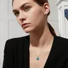 Naszyjniki wiszące nowoczesne damskie luksusowe biżuterię 2023 Turkusowe kwadratowe dekoracje Naszyjka ze stali nierdzewnej dla dziewcząt prezent