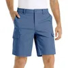Mäns shorts sommar med flera fickor för komfort och lätt twill bomull elastisk minnesminnes tunna arbetsbyxor