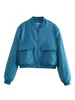 Women's Knits Tees Traf Women Bomber Jacket 2023 Zatr Cropped Spring Casual Short Female Button Coat Streetwears 231016