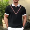 Męskie koszule T nadrukowane zapinane na lapy T-shirt Casual Solid Kolor krótkie rękawowe koszulę polo