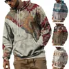 Men's Hoodies Geometric Pattern Men Hoodie Print Pullover Stylish Sport Sweatshirt With Drawstring Long Sleeve Front