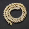 Chokers mäns hip-hop 8mm Twisted Rope Chain Cuban Halsband med fulla zirkoniummode-tillbehör. 231016