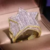 Grande bague pentagramme en pierre de Zircon scintillante, style Hip Hop, étoile, pour femmes et hommes, bijoux à la mode, bague de fiançailles de mariage, nouvelle collection 2020, 1238l