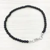 MG0138 Ganzes schwarzes Onyx-Fußkettchen Handgefertigte Naturstein-Mala-Perlen-Fußkettchen 4 mm Mini-Edelsteinschmuck247A