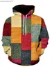 Sweats à capuche pour hommes Sweats à capuche pour hommes Pull à capuche Sweat-shirt Vert Bleu Violet Arc-en-ciel Orange À capuche Graphique Plaid Bloc de Couleur À Lacets Décontracté Quotidien L231017