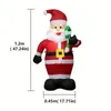 1pc Inflatable Santa Claus Hand Cane LED Light Up Air Mold Christmas Inflatable Welcome Air Mold, Height 120cm/47.24in, Built-in LED Light, Christmas Party Outdoor Decor