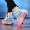 Łyżki rolki dla dzieci chłopcy dziewczęta miganie butów na łyżwach USB Dzieci moda LED LED LIDE LUMINY Wheels Sneakers na ulicę 231016