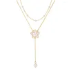 Pendentif Colliers Dainty Camélia Perle Gland Collier Pour Femmes De Luxe Double Couche Lotus Fleur Tour De Cou Bijoux Accessoires Cadeau