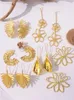 Charm HUANZHI Gold Plated Metal Oversize Earrings Long Drops for Women Maple Leaf Hollow Flower Horn Trendy Chunky Distort Jewelry 231016