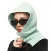 Berets American Retro Hem Slit Knitted Balaclava Hat Autumn And Winter Ins Korean Fashion Warm Neck Protection Pullover Women's Caps