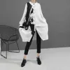 Style coréen Femme à manches longues blanc imprimé chemise Robe peinture grande taille droite filles décontracté Midi Robe ample Femme jet d'encre Rando3183