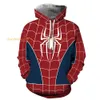 Pull à capuche droit imprimé numérique Spider Man 3D pour hommes, manteau ample et décontracté