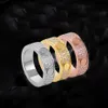 Titanium Steel Band Rings med full diamant kubik zirkoniumbridal förlovningsringar bröllopband för kvinnor och män storlek 5-11344N