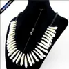 Real Wolf Tooth Fangs Canine Pendant Chain Black Glass Beaded Strand Choker Chunky Statement Bib Necklace Amulet Tribal Jewelry 20238Z